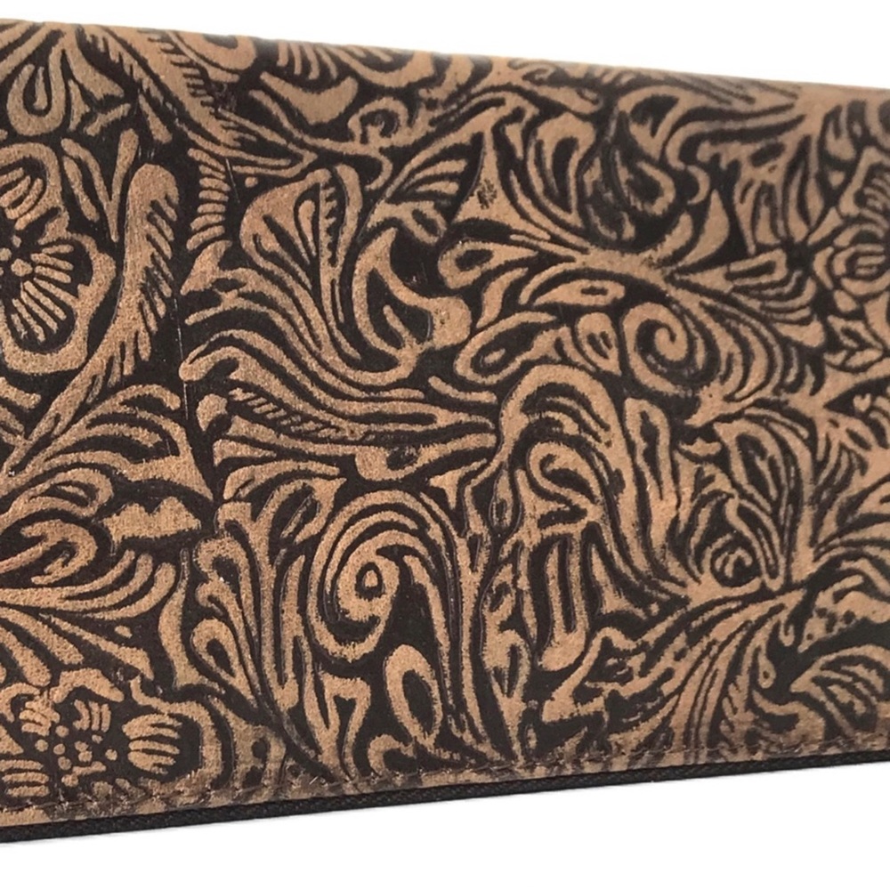 1 LEFT! Handmade Genuine Leather Handcrafted Rolled Embossed Leather Wallet - Picture 3 of 4